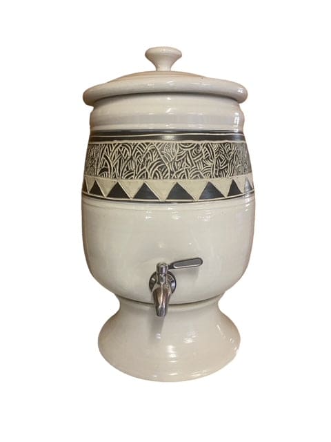 10 Litre Water Filter System - Hand Carved Aztec - White