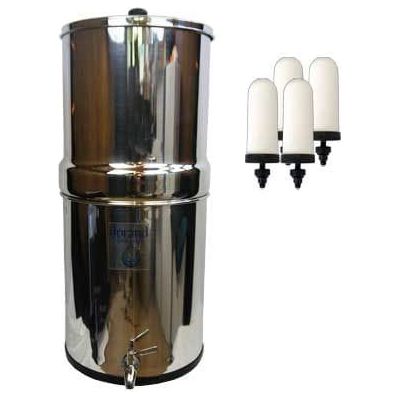 34 litre Stainless Steel Water Filter System - with 4 Ceramic Filters