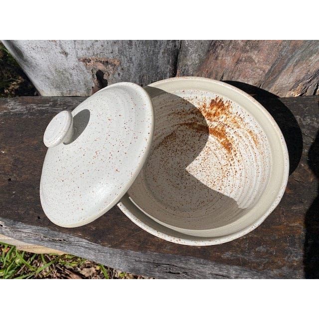 Handmade Stoneware Bread Cloche - Speckled Eggshell