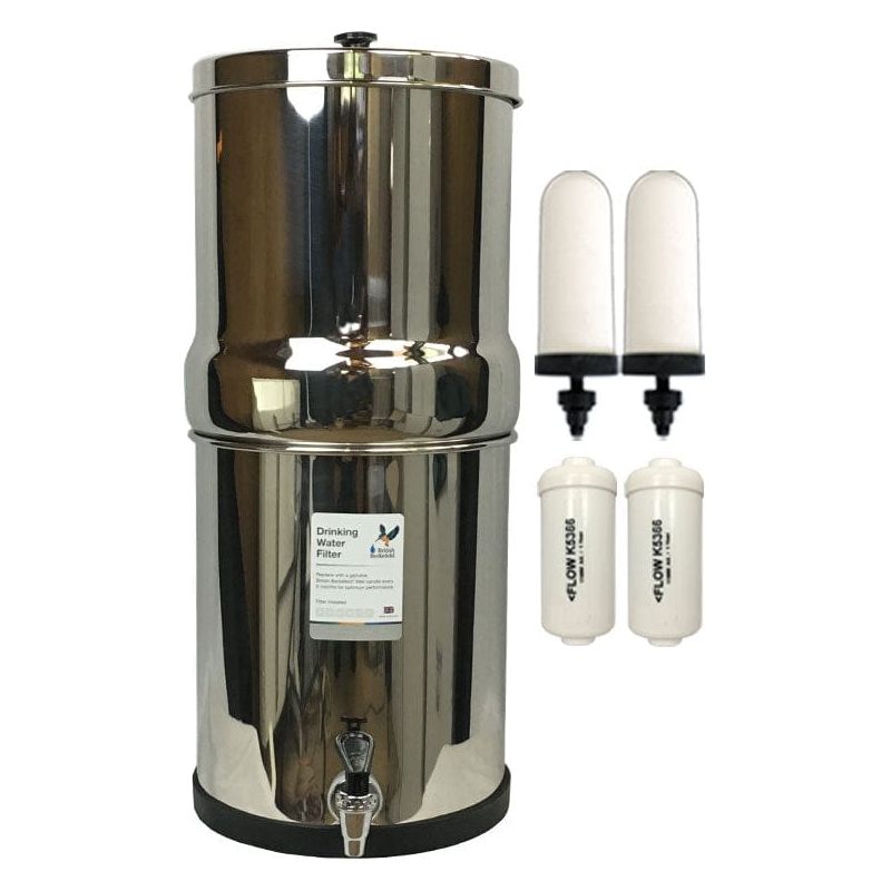 16 Litre British Berkefeld Gravity Fluoride Reduction Water Filter System with Doulton Filters with PF-4 Elements