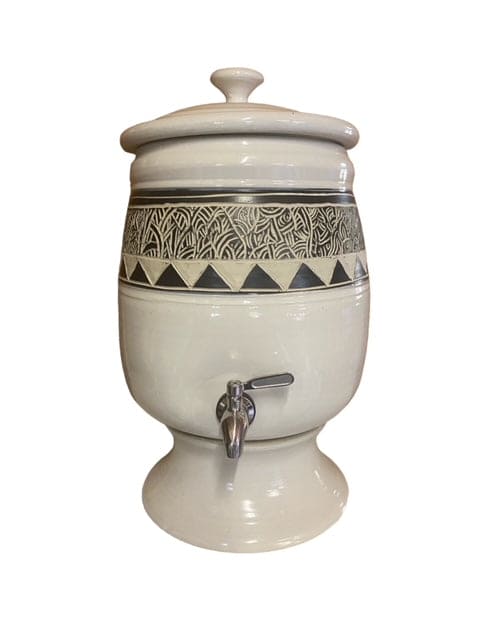10 Litre Water Filter System - Hand Carved Aztec - White