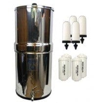 34 litre Stainless Steel Water Filter System - with 4  Filters + Fluoride Elements