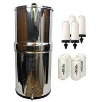 34 litre Stainless Steel Water Filter System - with 4 Filters + Fluori ...