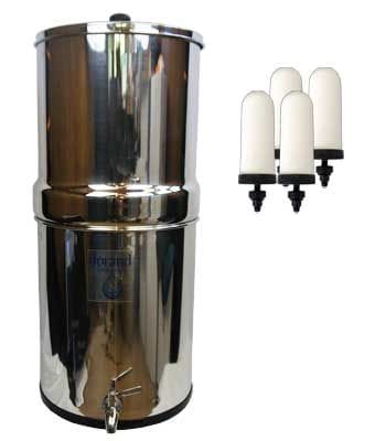 34 litre Stainless Steel Water Filter System - with 4 Ceramic Filters